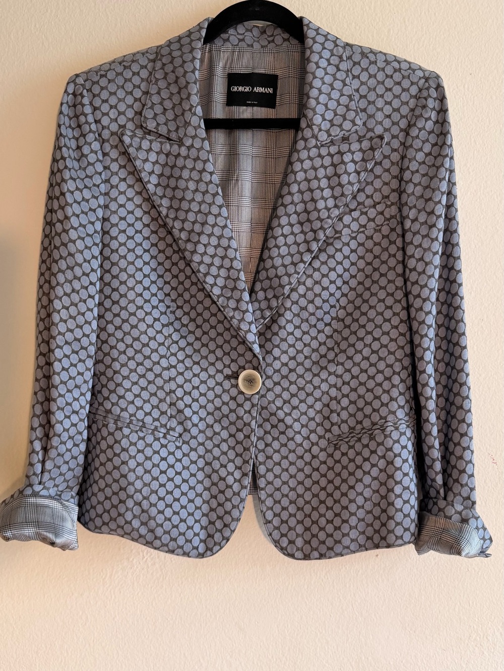 Giorgio Armani Dot Jacquard Linen Silk Blazer 8